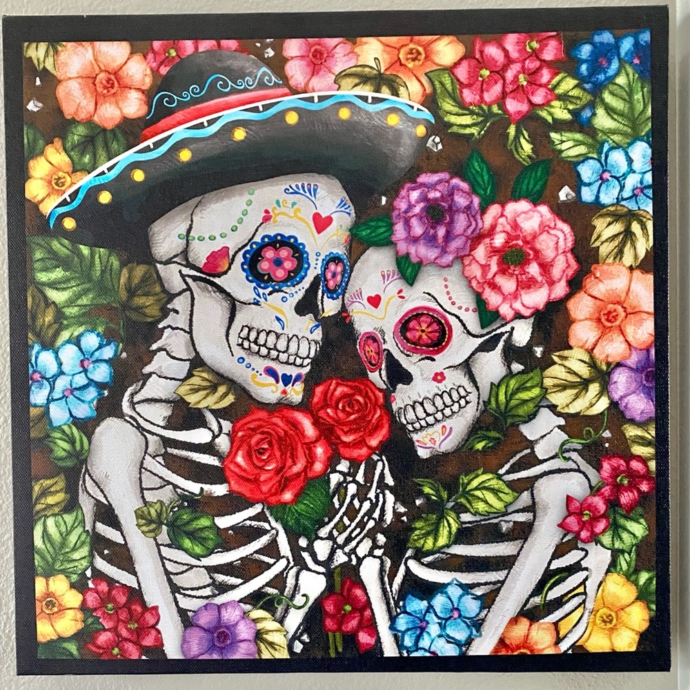 NWT Dia de los Muertos Halloween Skeleton Canvas